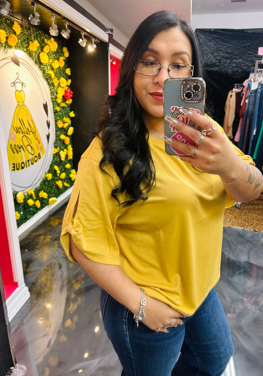 Tie Accent Mustard Top