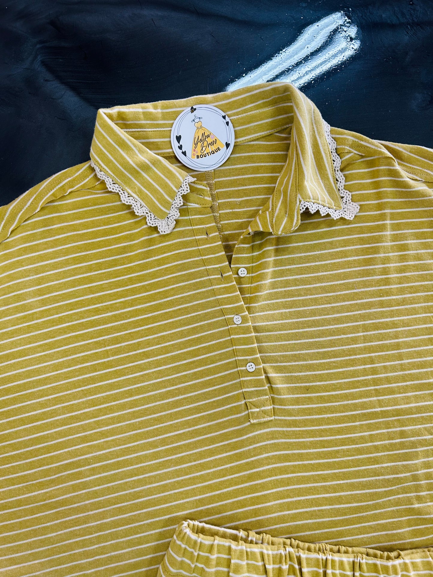 Amber Striped Polo Short Set