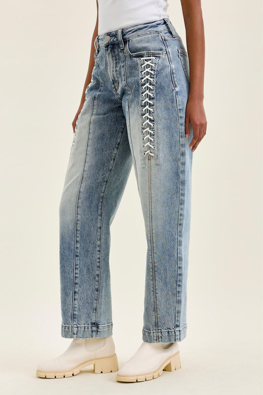 JB Marlow Arc Lace Up Seam Jeans