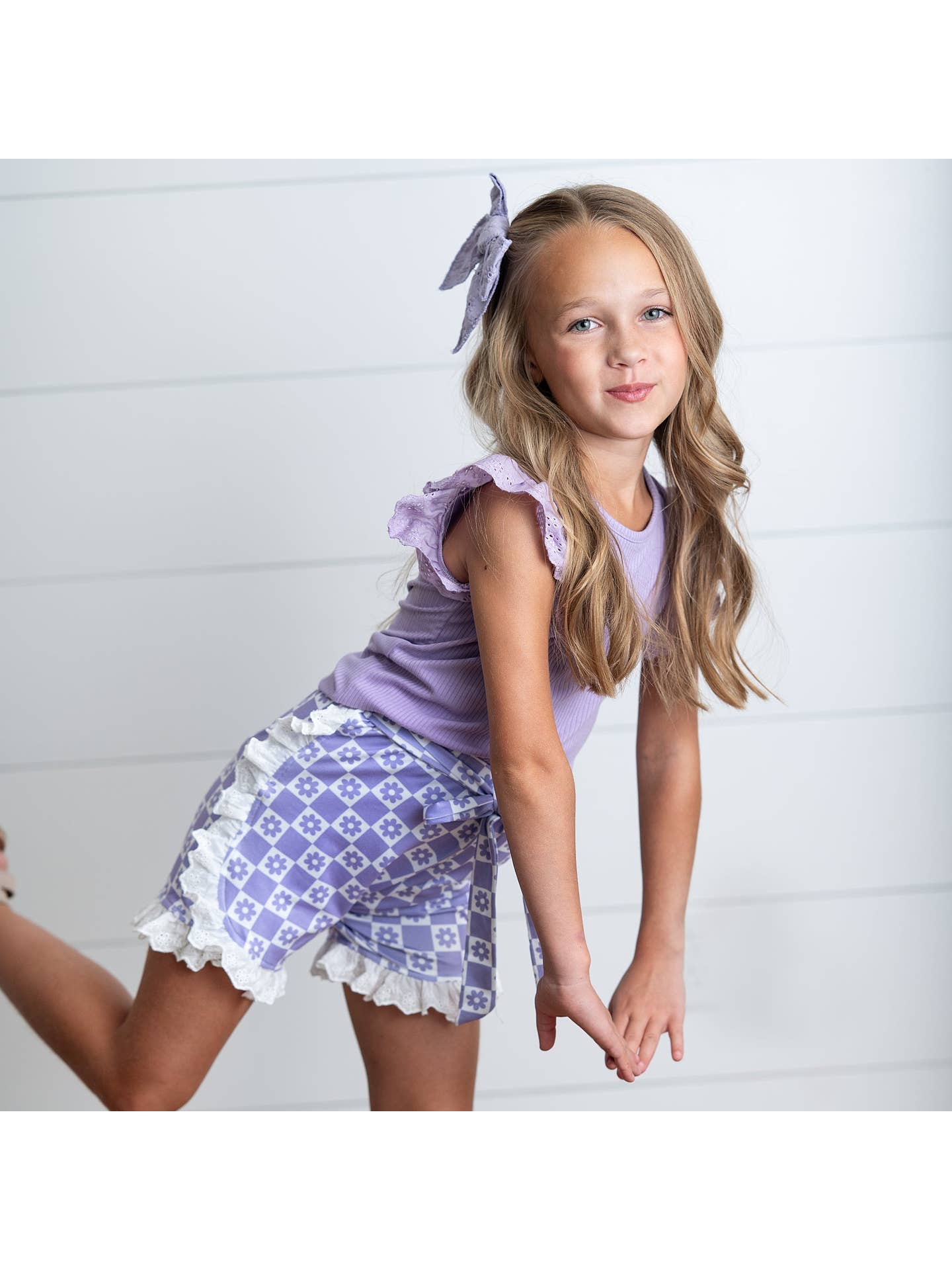 Girls Lavender Checkered Set