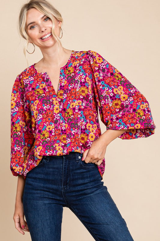 Magenta Floral Top