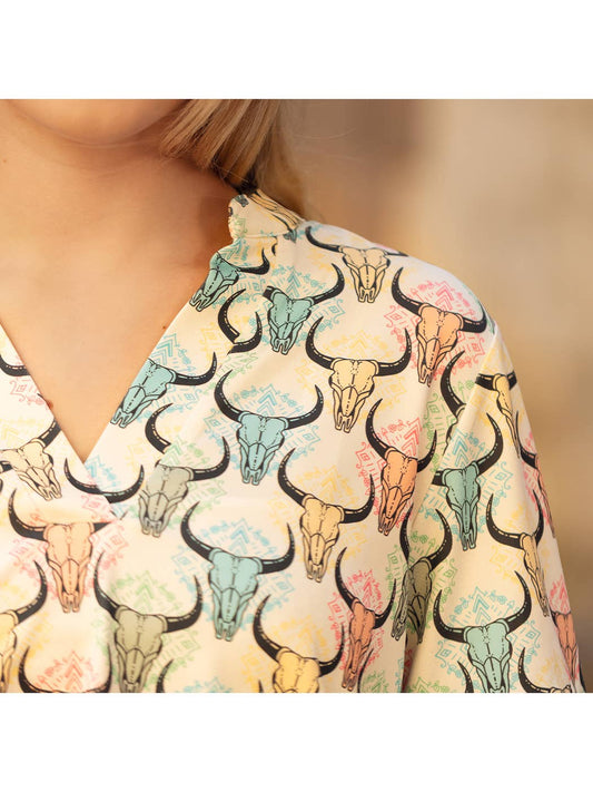 V-Neck Bull Skull Top