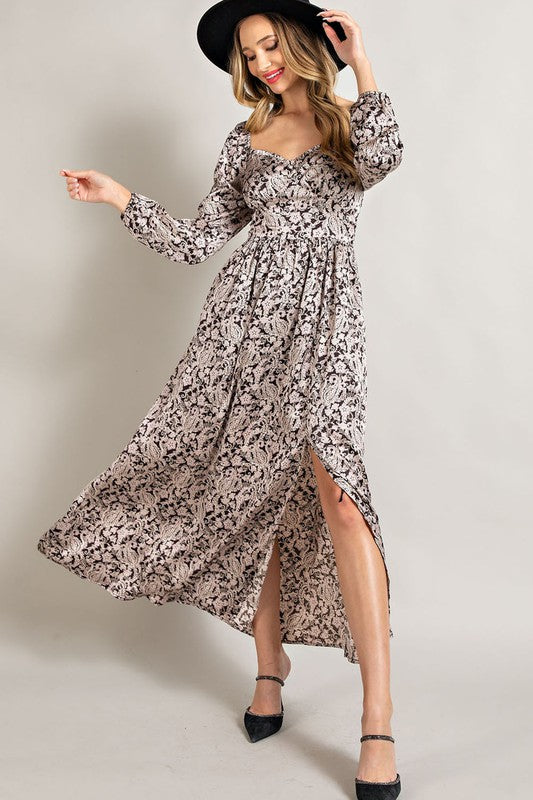 Classy Silk Long Sleeve Maxi