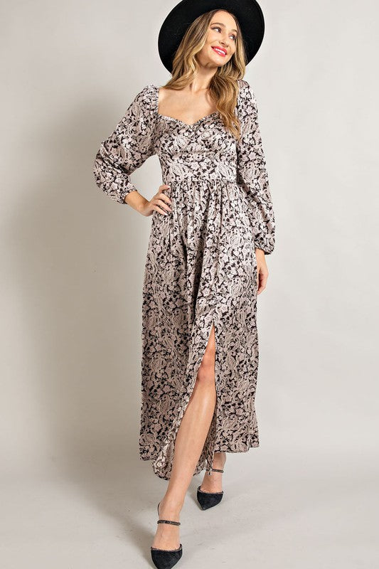 Classy Silk Long Sleeve Maxi