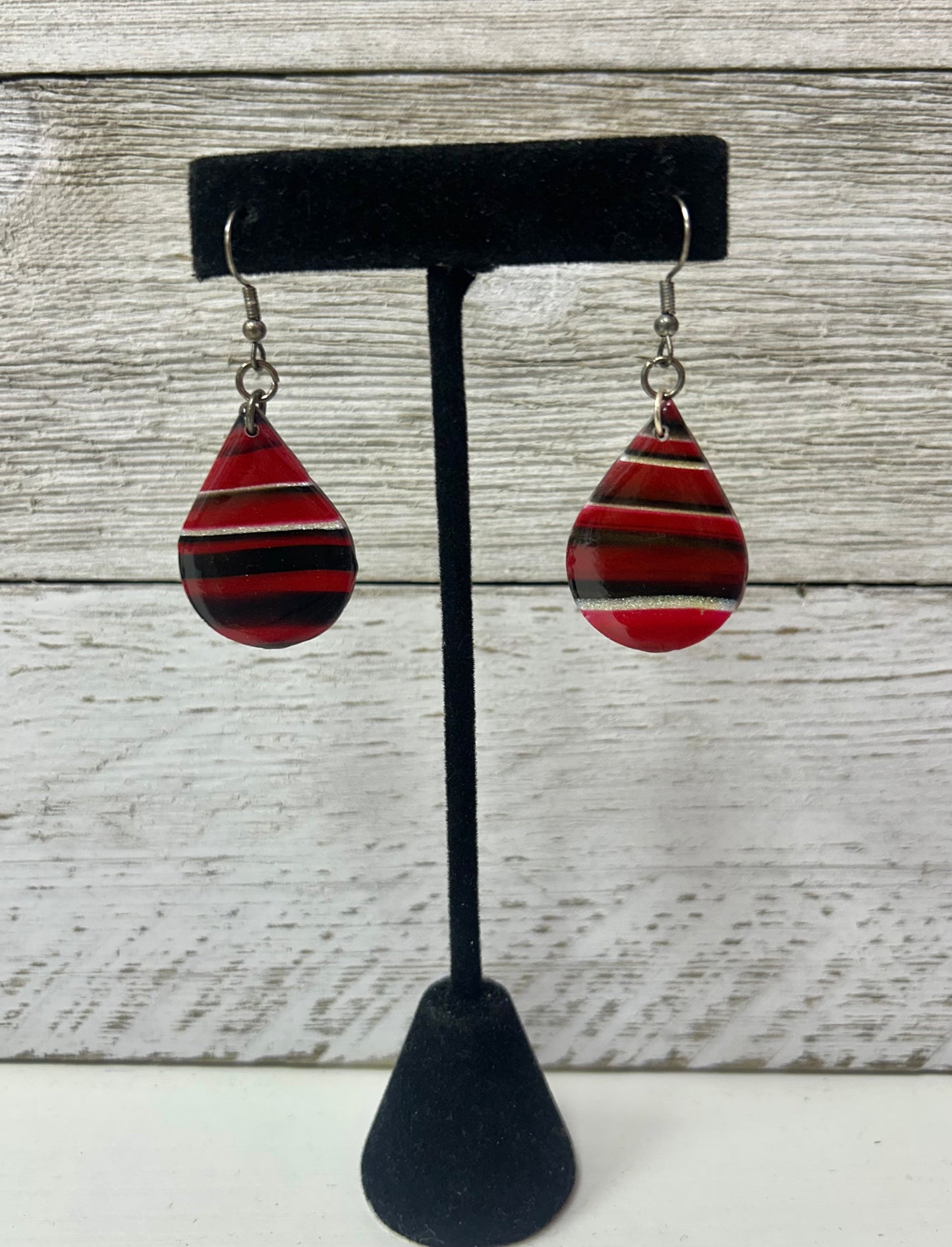 Red/Black/White Stripe Earrings