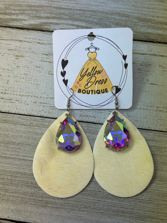 Cowhide Teardrop Earrings