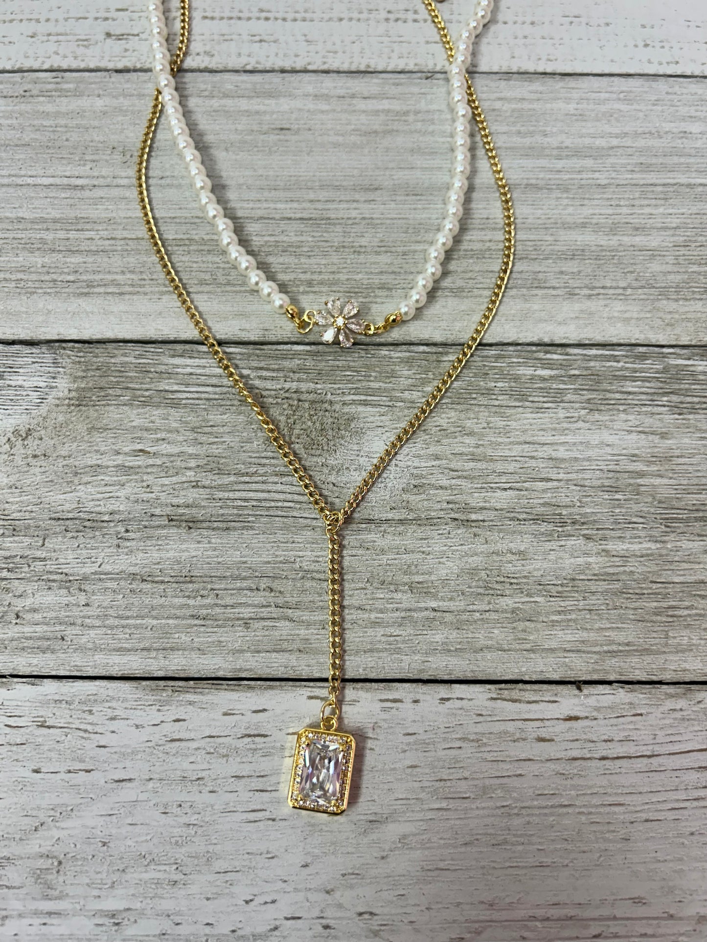 Layered Crystal Pendant Necklace