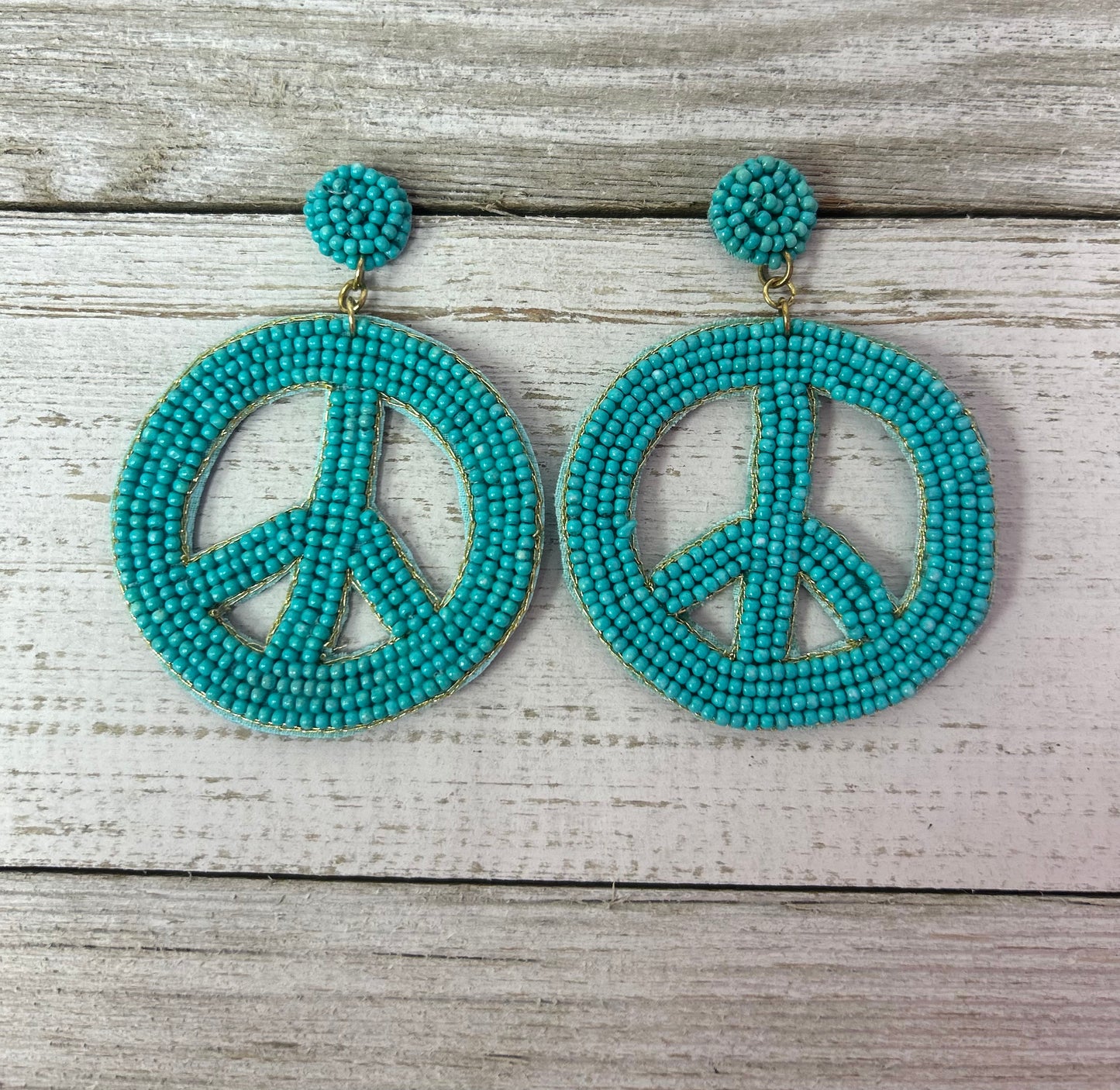 Seed Bead Earrings Peace Sign