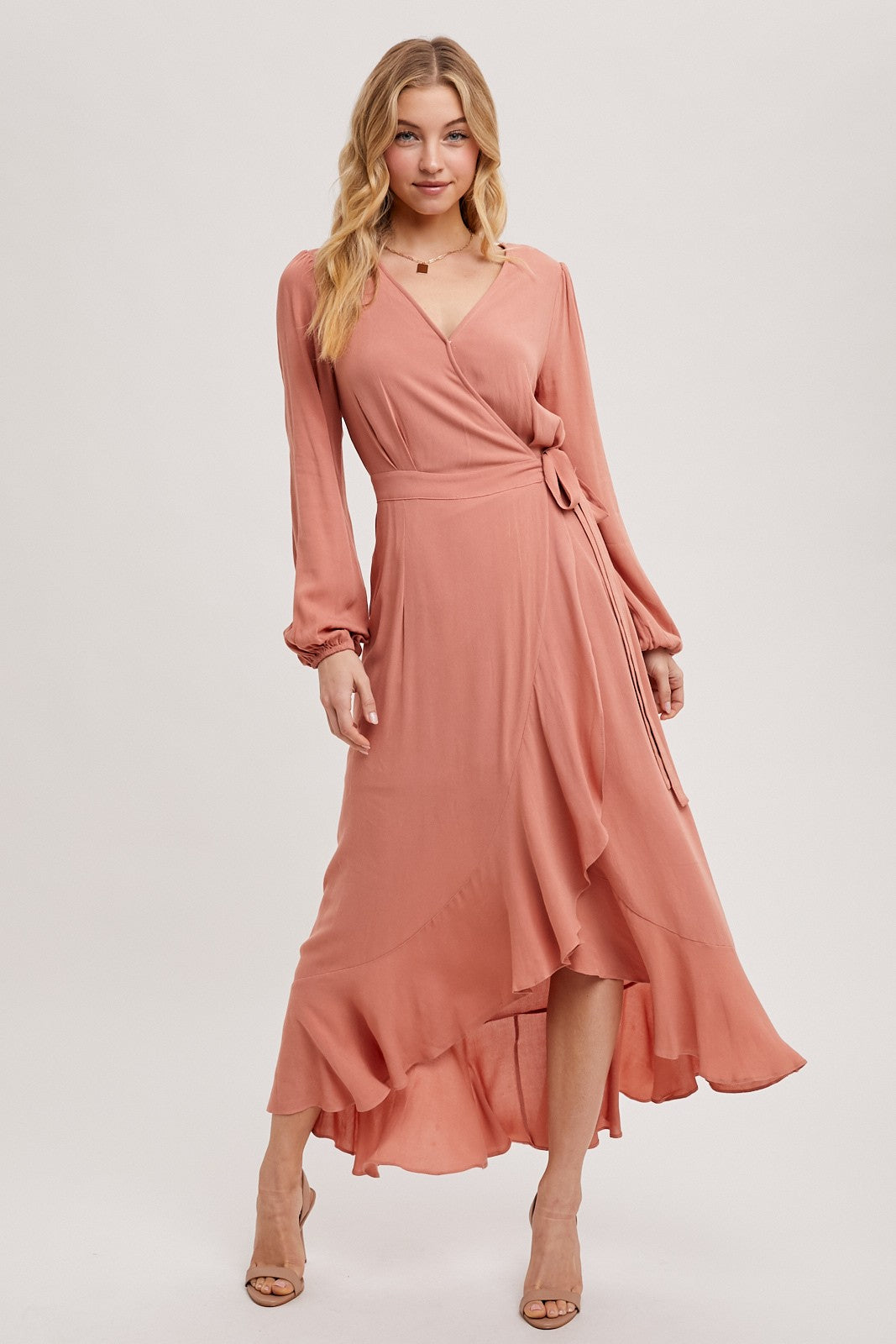 Clay Ruffle Hem Wrap Dress