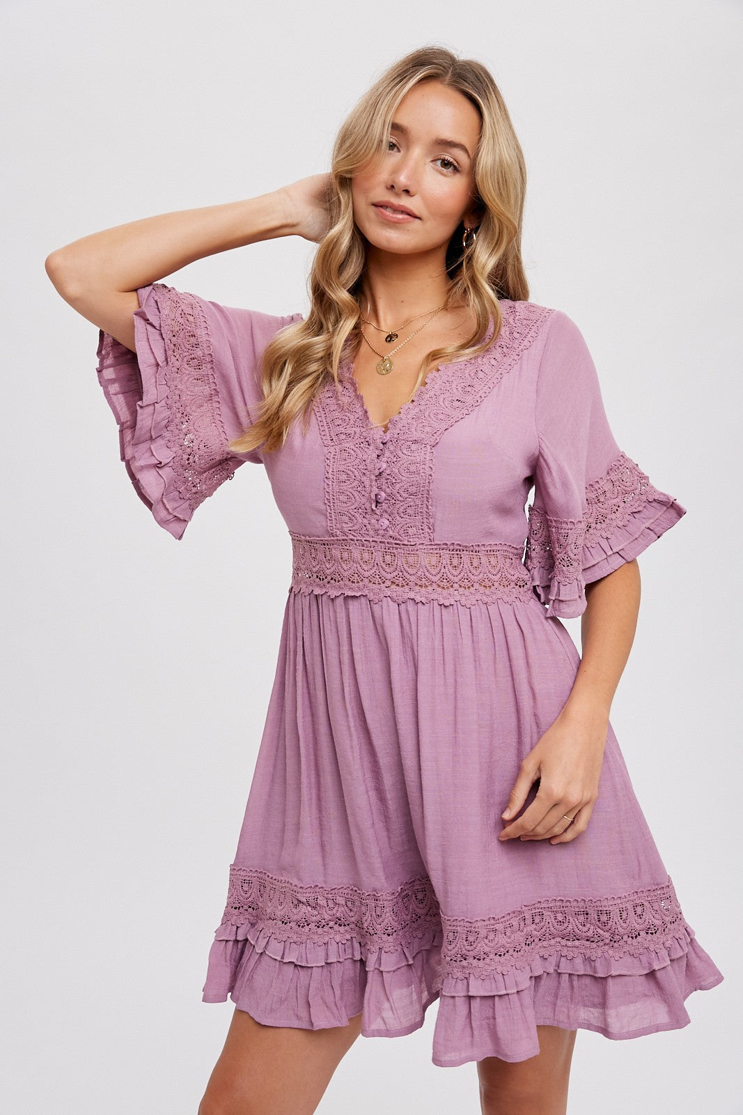 Rose Lace Trim Dress