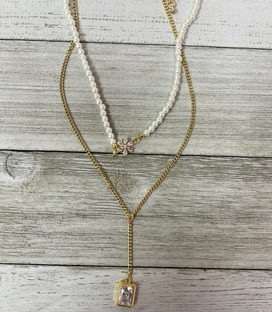 Layered Crystal Pendant Necklace