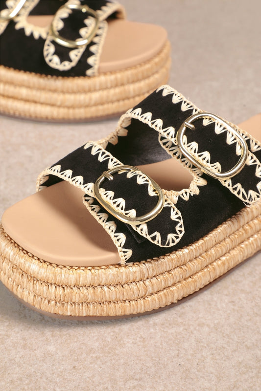 Crochet Edge Strap Chunky Sandal
