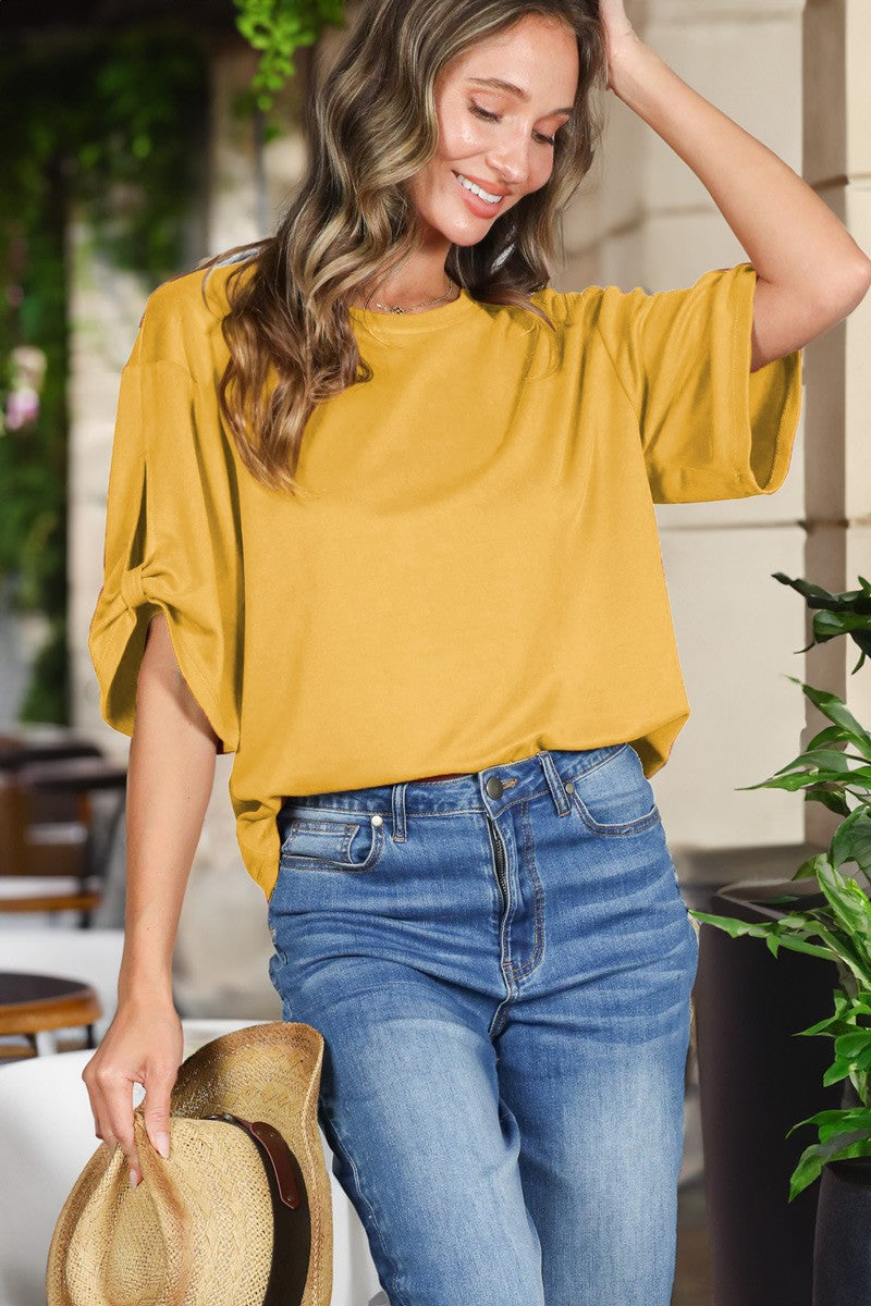 Tie Accent Mustard Top