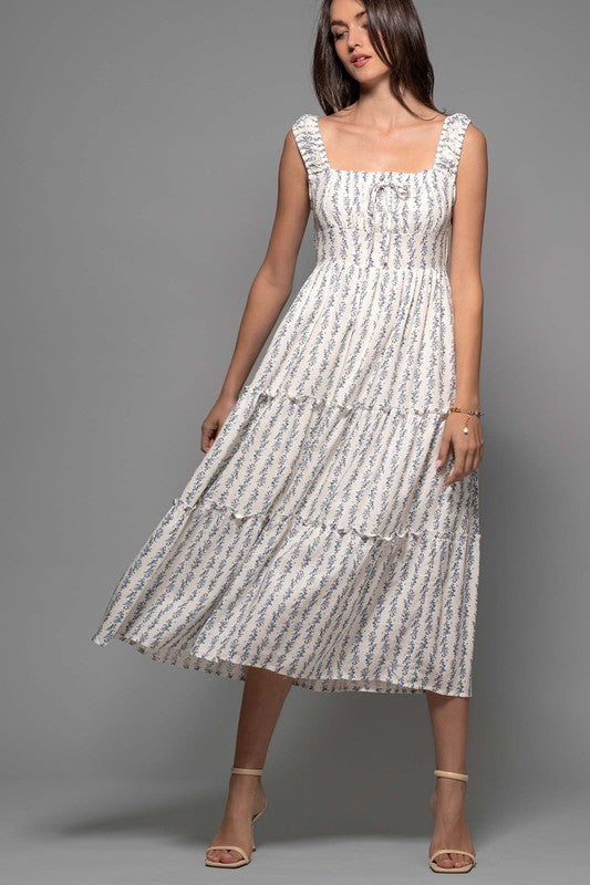 Tiered Floral Midi Dress