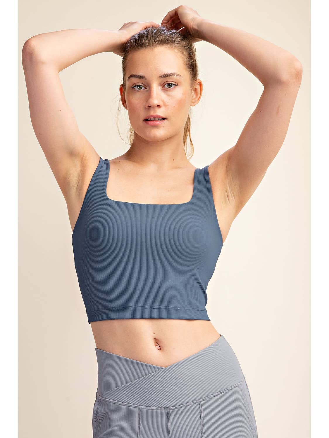Ribbed Square Neck Athletic Wear Crop Top