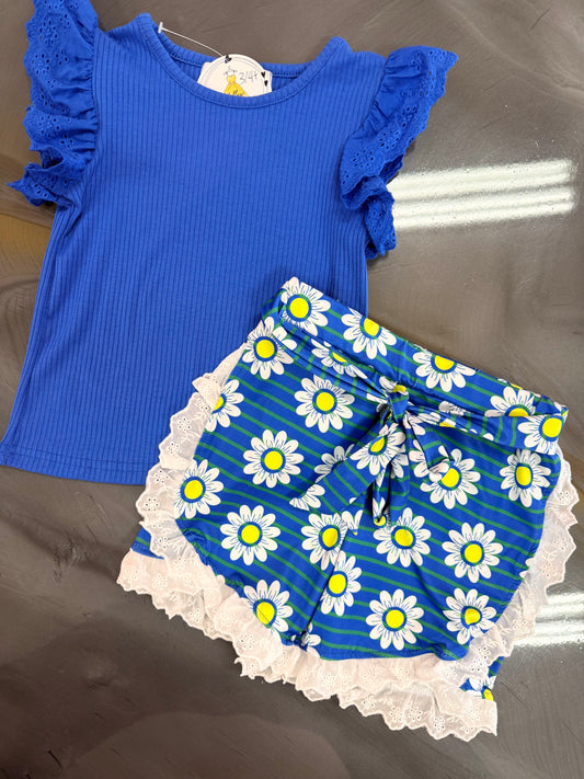 Girls Blue Daisy Set