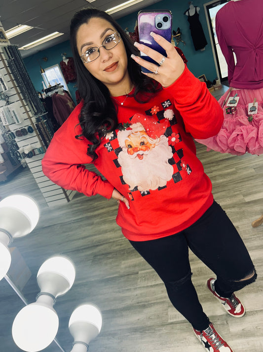 Checkered Santa Sweatshirt