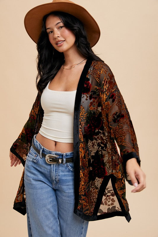 Burnout Velvet Kimono