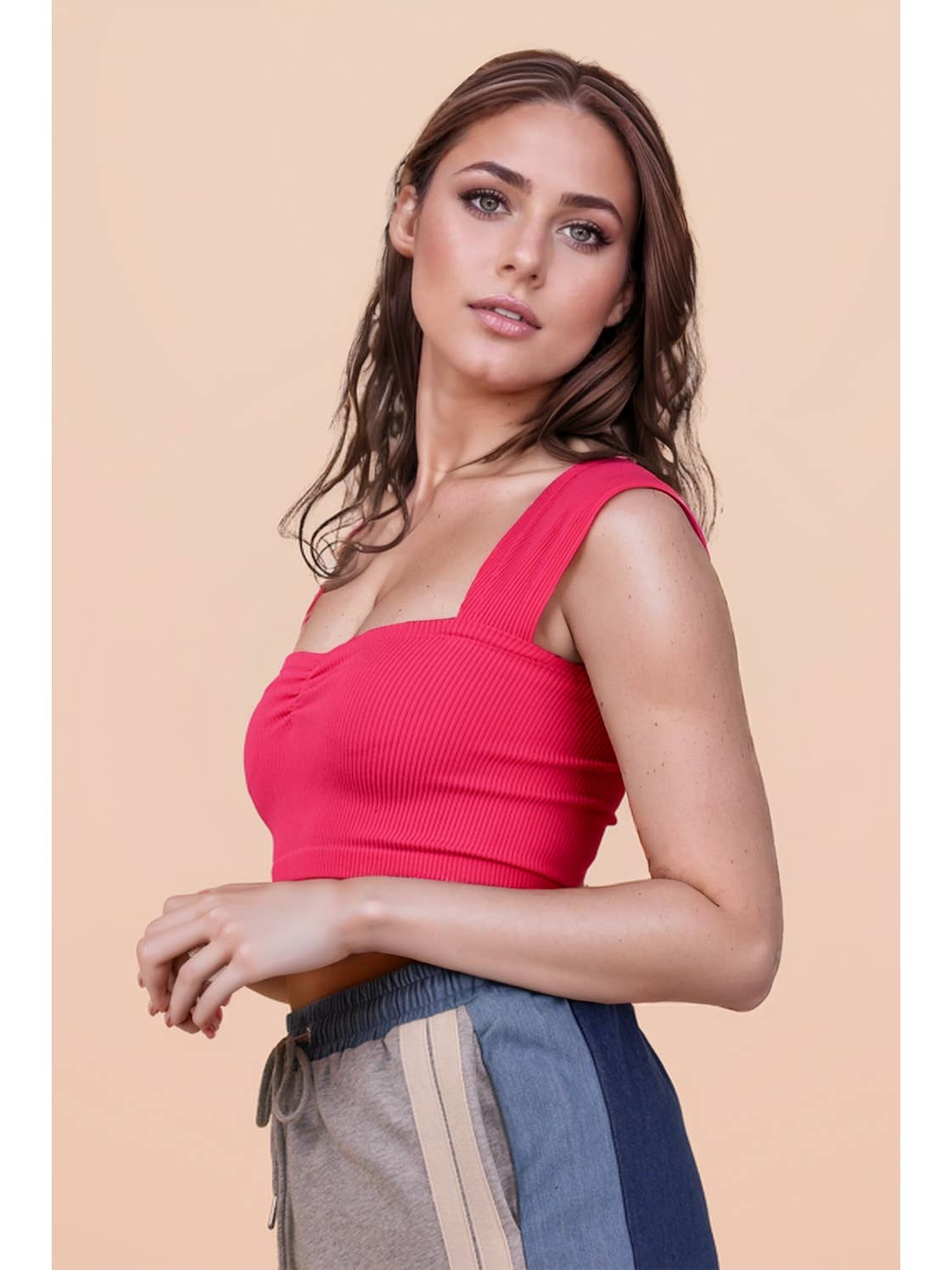 Sweetheart Neckline Fitted Knit Crop Top