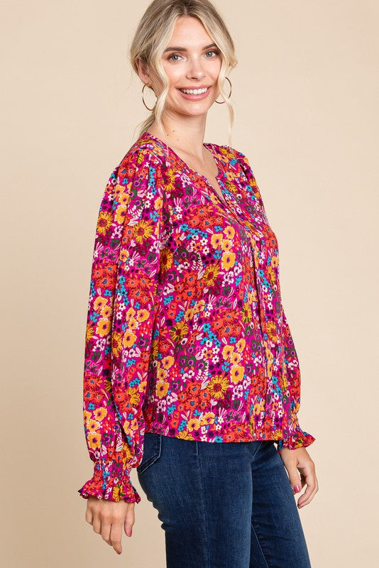 Magenta Floral Top