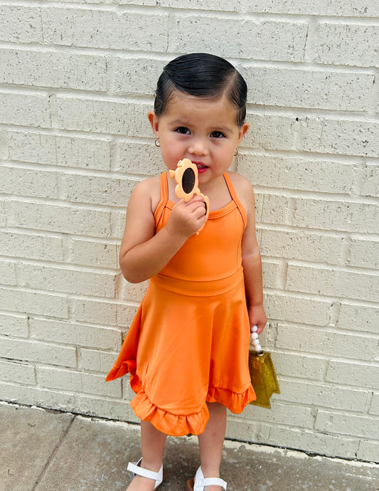 Orange Ruffle Active Wear Dress