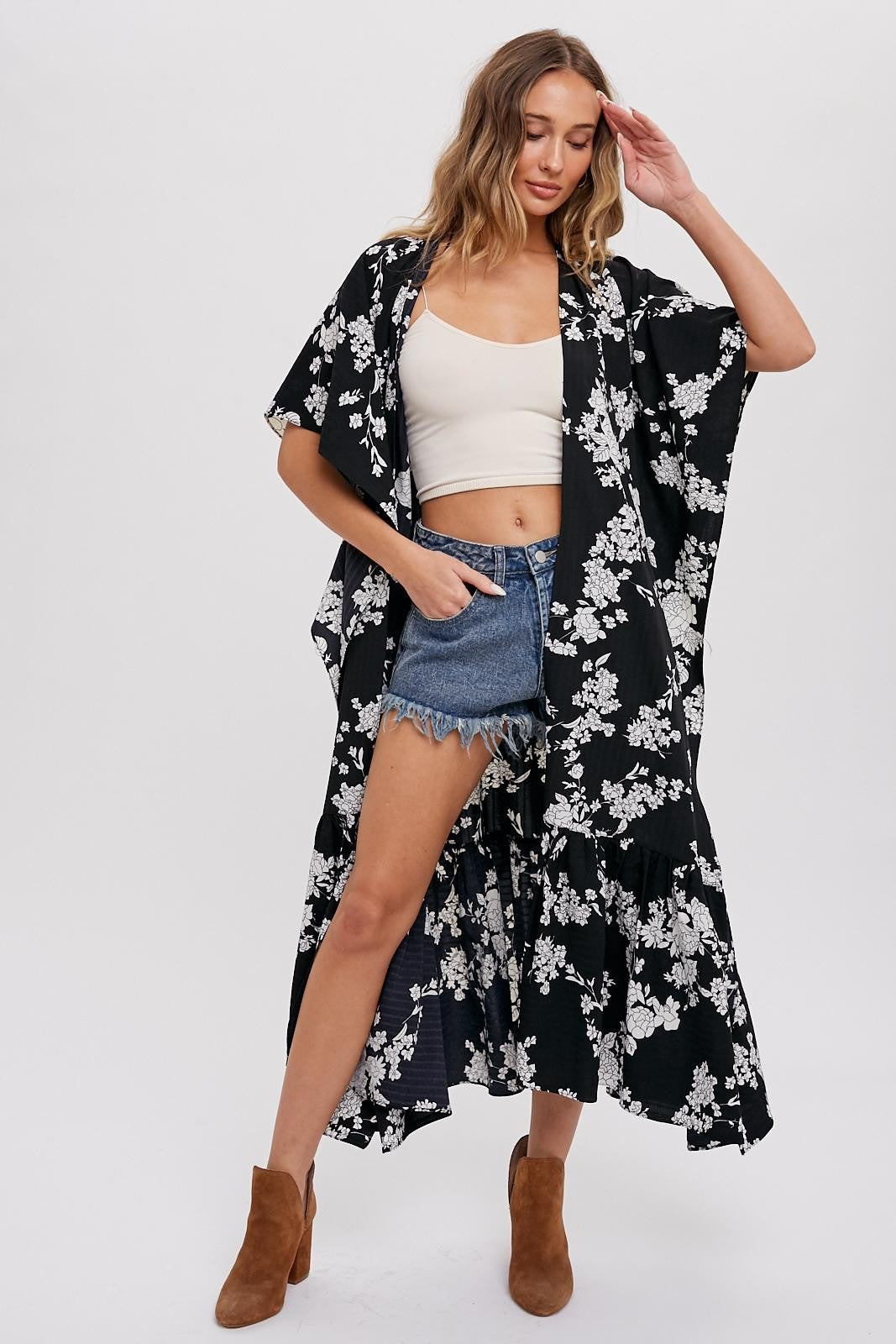 Black Floral Cardigan