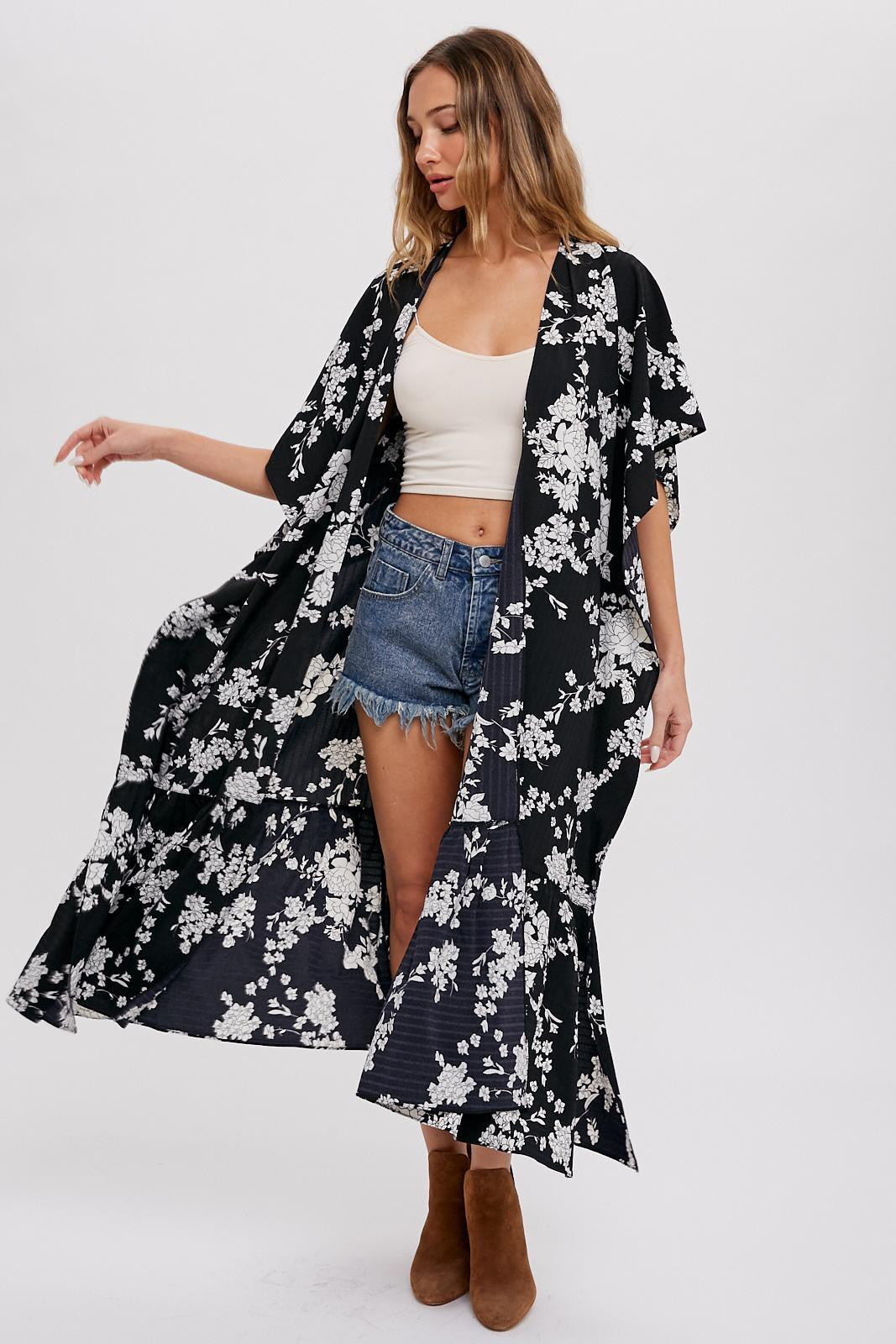 Black Floral Cardigan