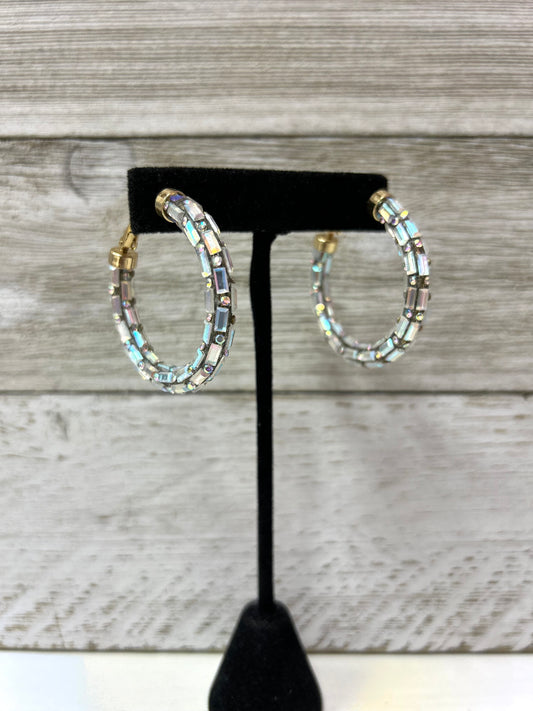 Beveled Glass Hoop Earrings