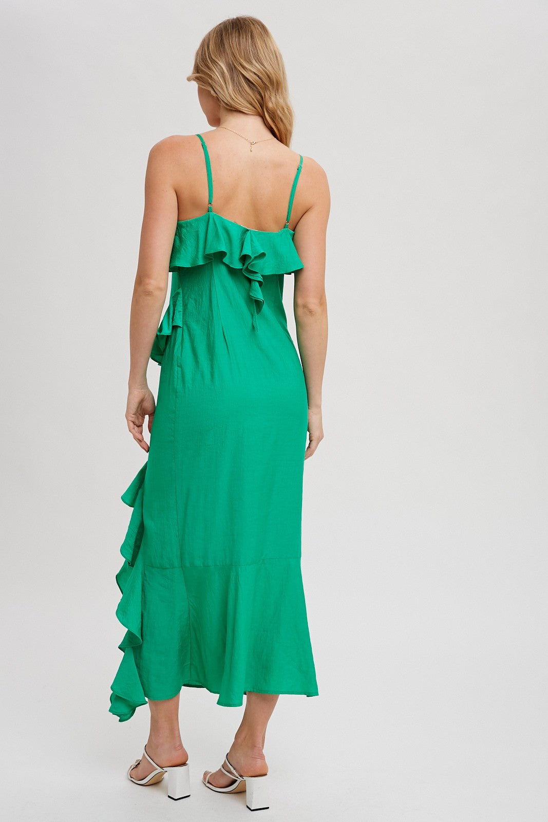 Kelly Green Ruffled Maxi