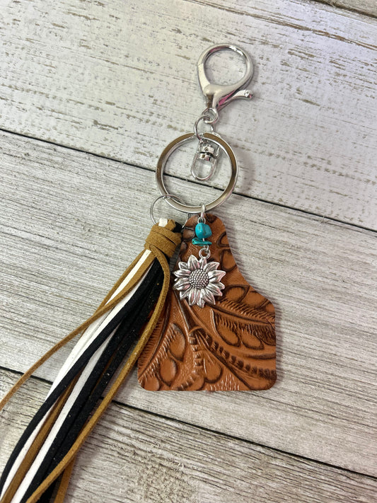 Western Leather Tassel Keychain