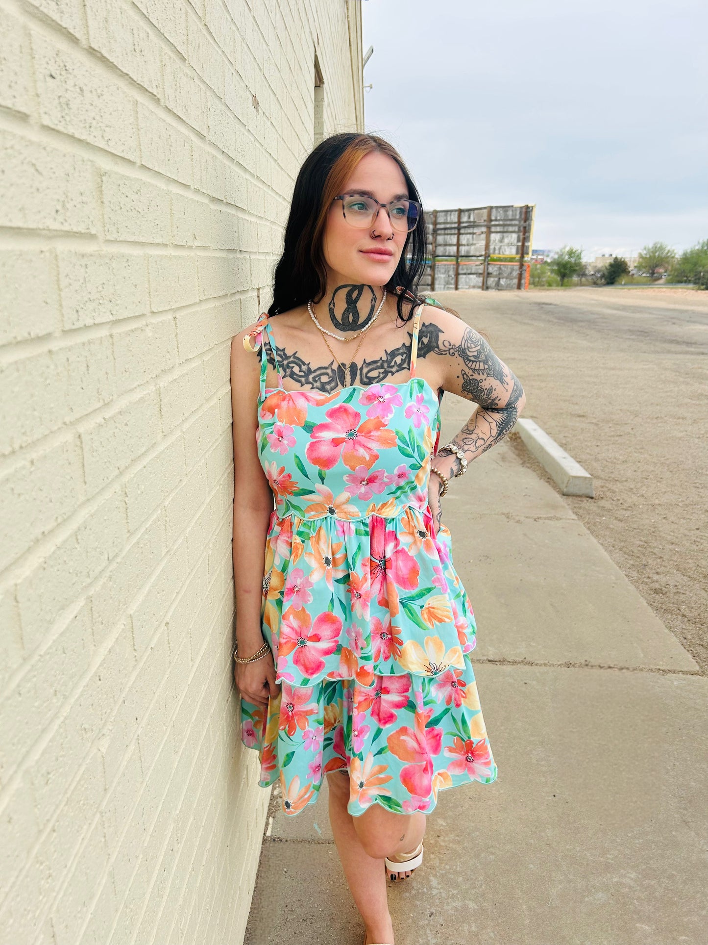 Scallop Hem Floral dress