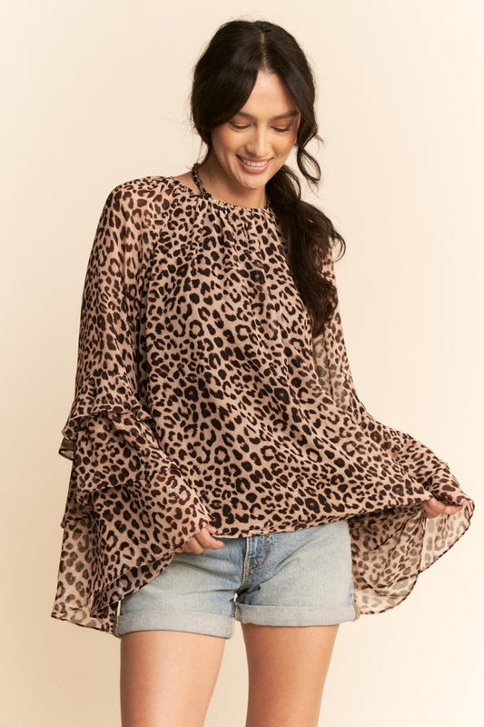 Leopard Ruffle Blouse