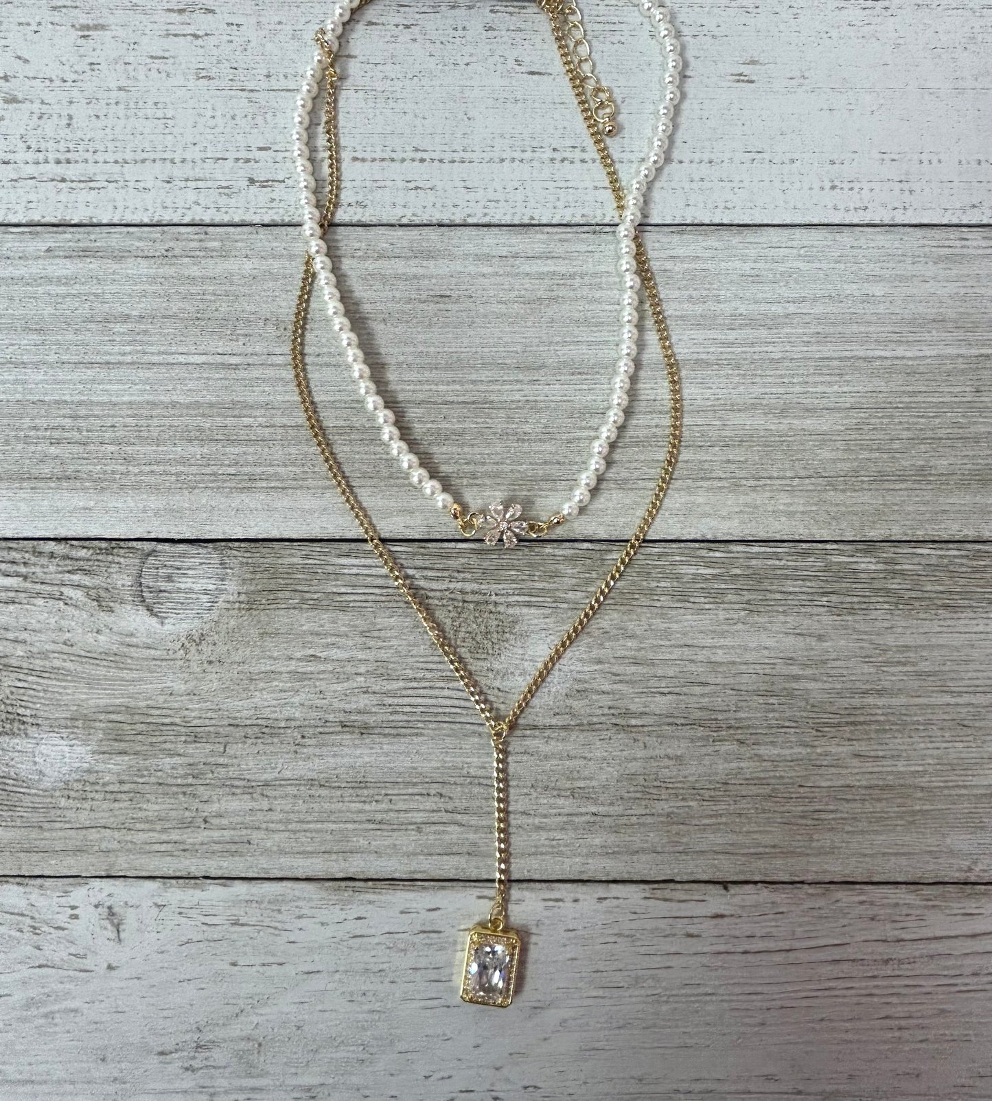 Layered Crystal Pendant Necklace