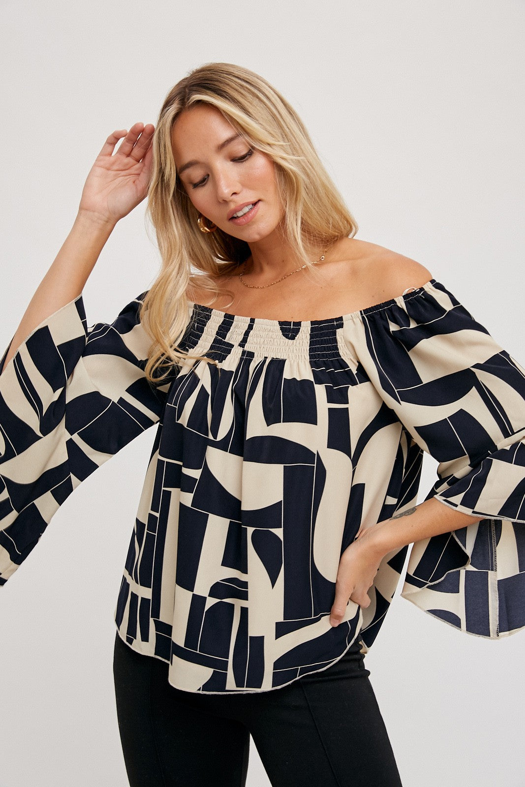 Abstract Off-The-Shoulder Top