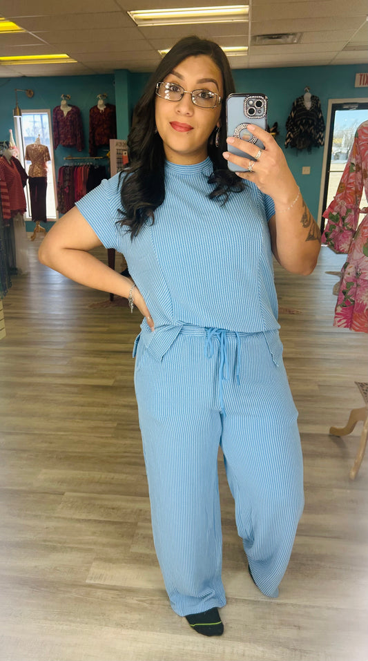 Ribbed Wide Leg Pant Set