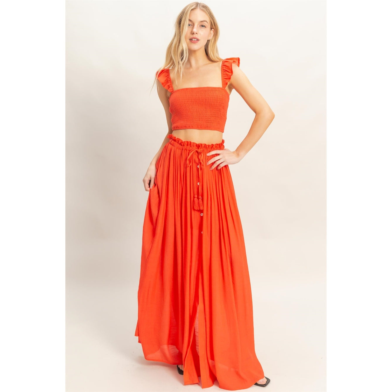 Smocked Top & Maxi Skirt Set