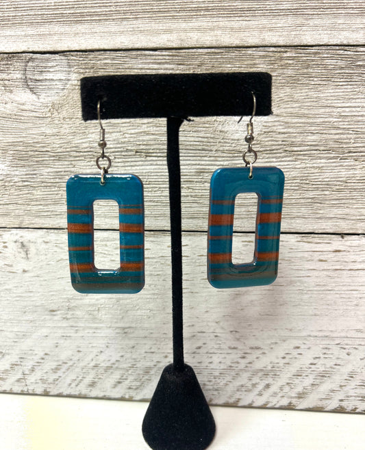 Clay Blue Muti Rectangle Earrings