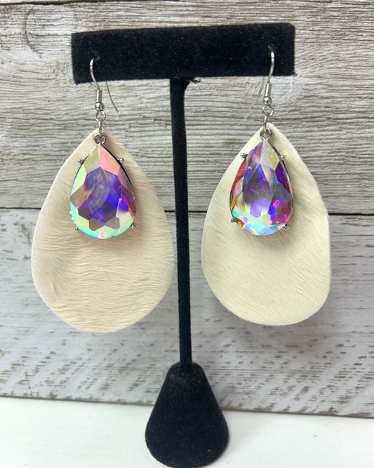 Cowhide Teardrop Earrings