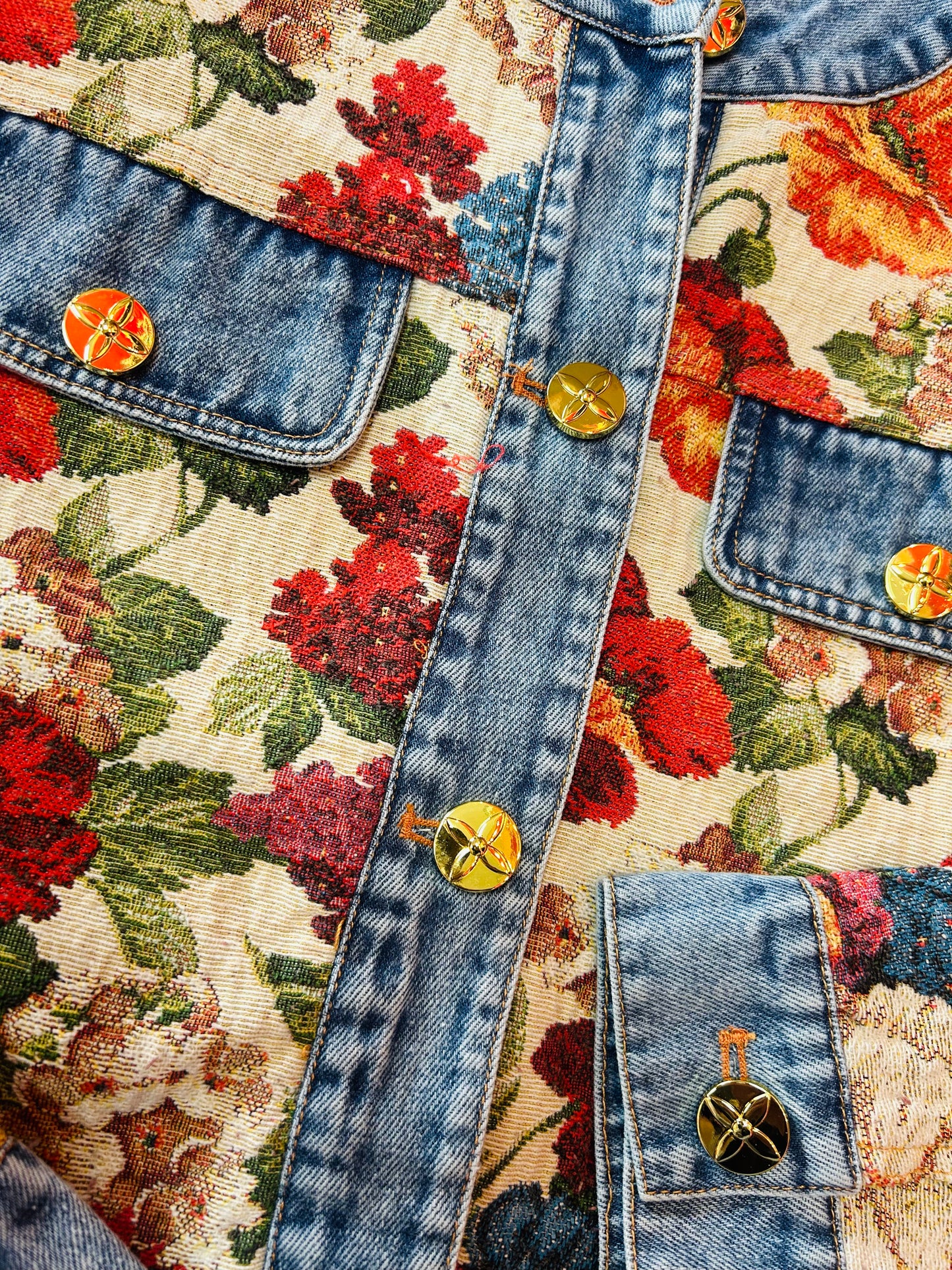 Denim Floral Stud Jacket