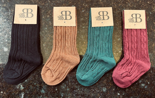 Children's Knee-High Cable Knit Socks