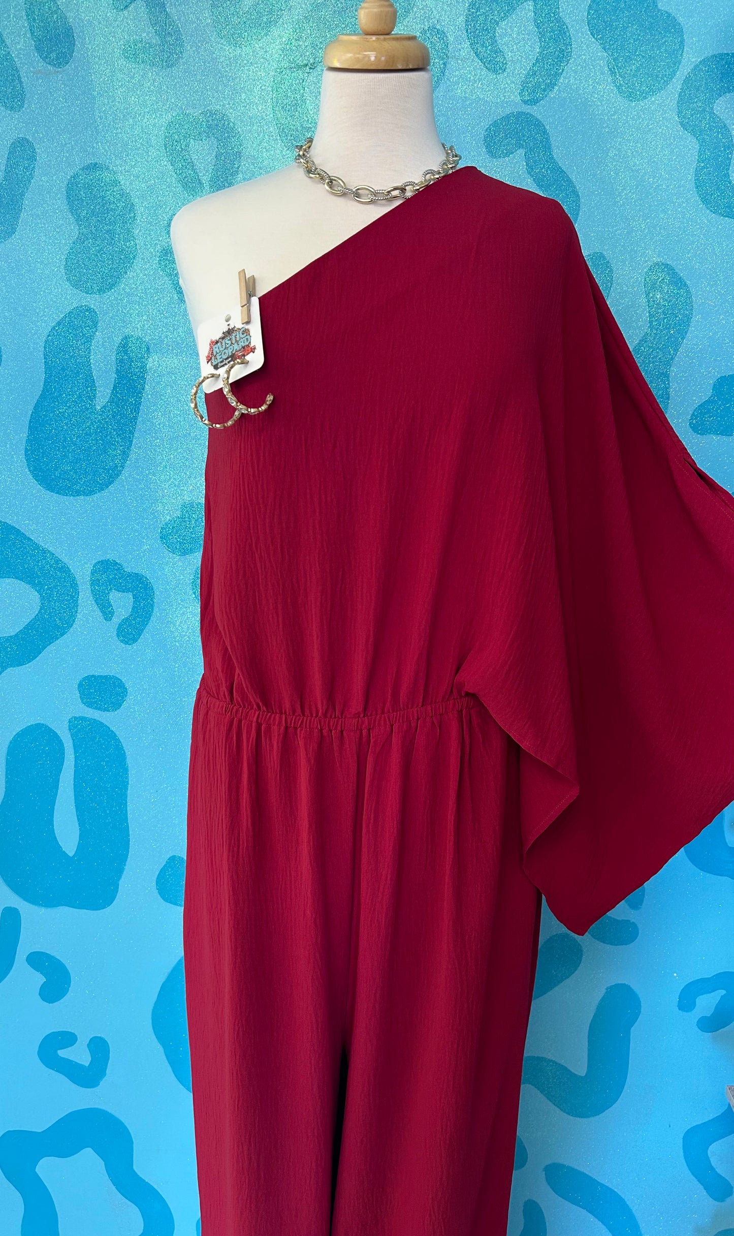 Red One Shoulder Jumpsuit