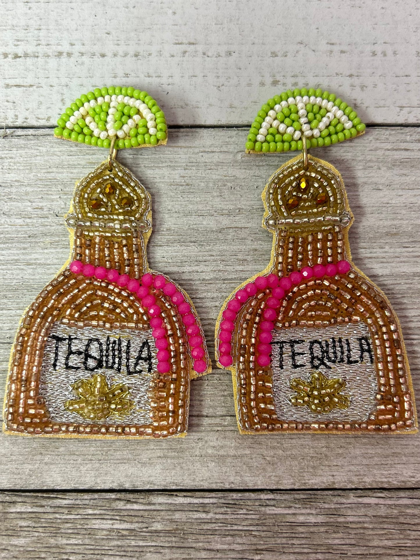 Seed Bead Earrings Tequila
