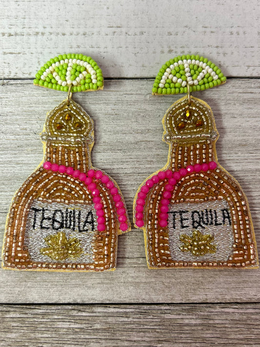 Seed Bead Earrings Tequila