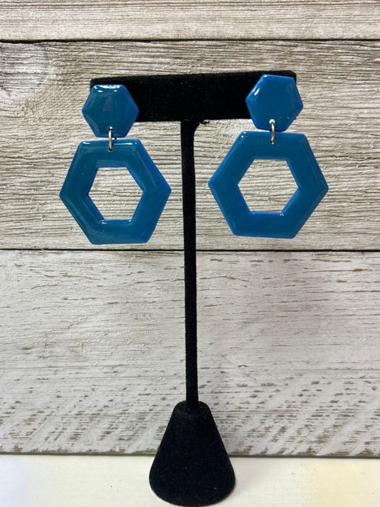 Cobalt Hexagon Clay Earrings