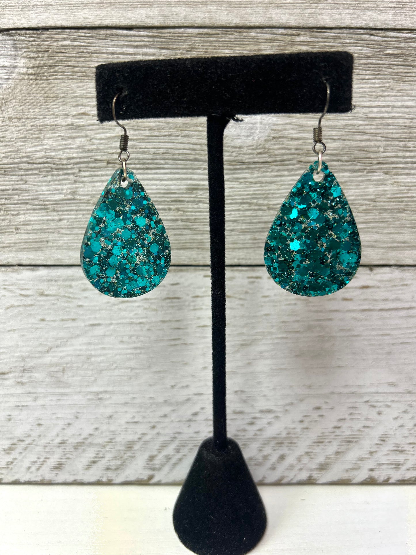Teal Teardrop Resin Earring