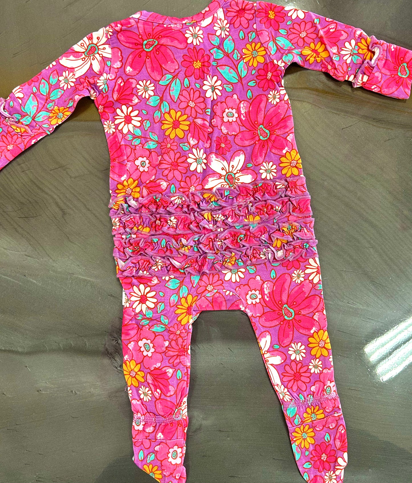 Floral Ruffle Bamboo Onesie