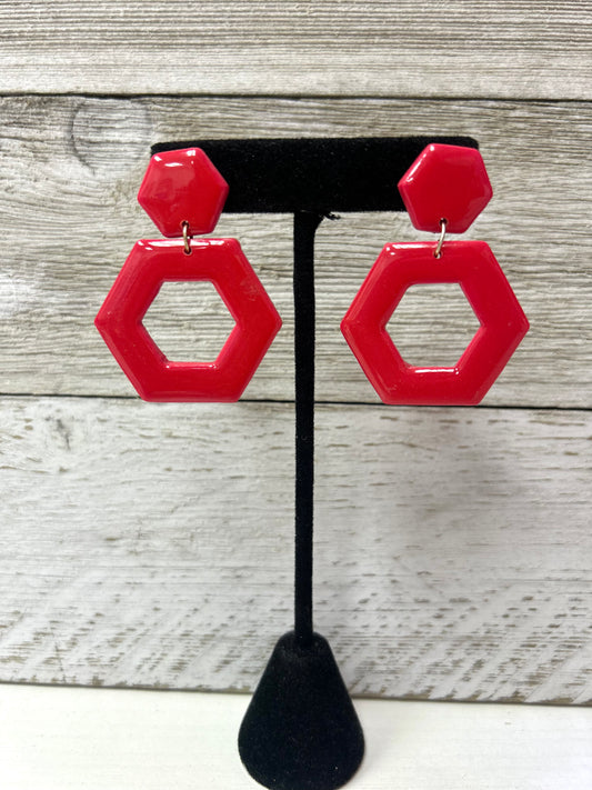 Clay Raspberry Hexagon Earrings