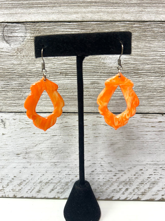 Orange Glitter Swirl Earrings