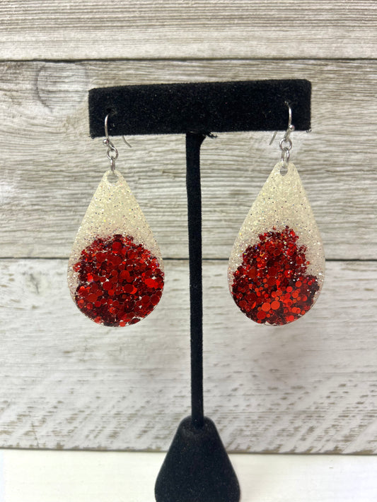 White/Red Ombre Teardrop Resin