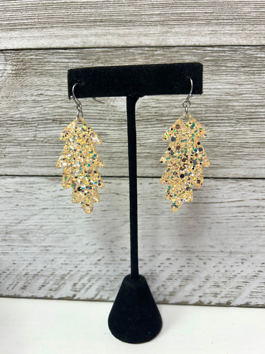 Gold Leaf Glitter Resin Earrings